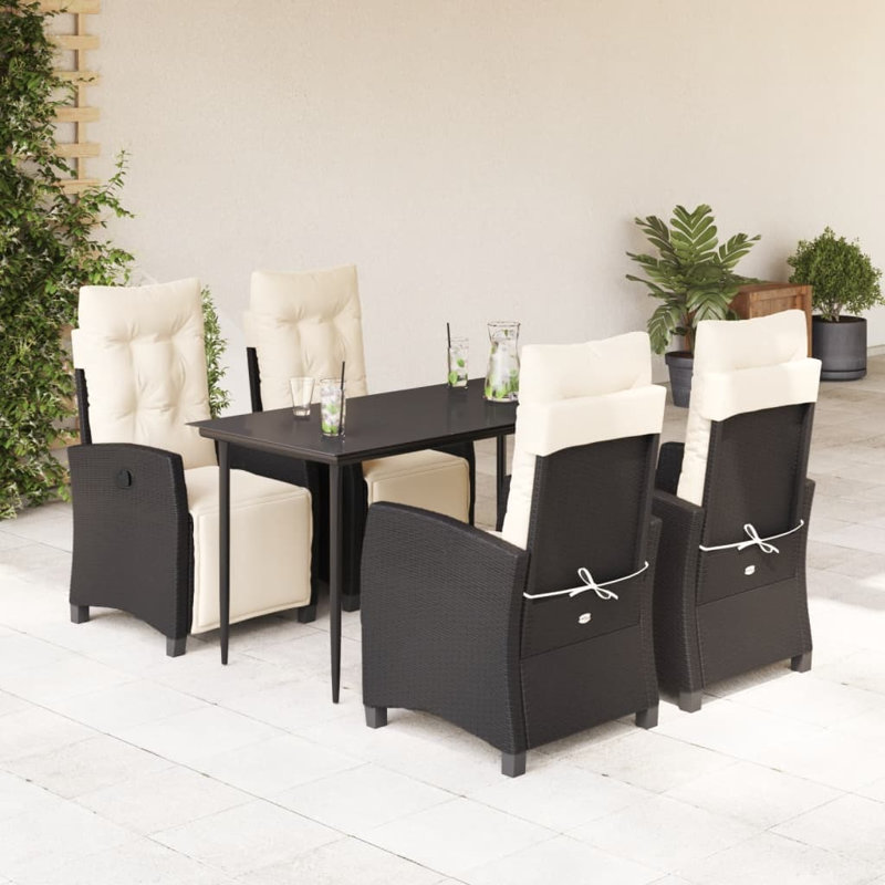 Ensemble repas 5 pièces avec coussins Hokku Designs, Beige, Noir, 4