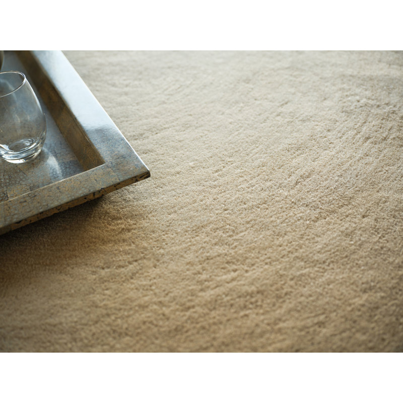 Mitomo Handmade Wool/Bamboo Silk Area Rug, Rectangle 9' x 12', Beige/Ivory