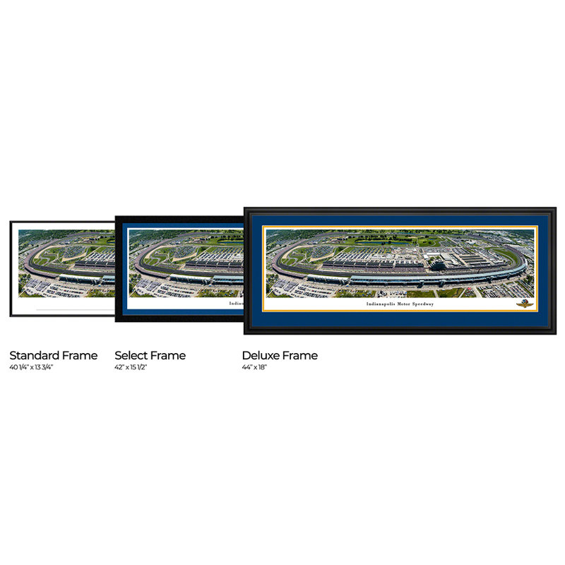 Impression panoramique d'Indianapolis Motor Speedway, H 18 po x l 44 po, Cadre noir de luxe