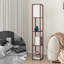 Floor Lamp with 3 Layers Wooden Shelves, Modern 160cm Standing Light Reading Lamp for Living Room-1073875168-1322887279