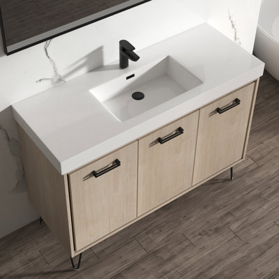 Meuble-lavabo simple 48 po avec plateau en résine Lunea