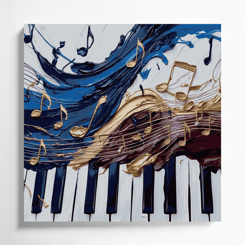 «Music Piano Gray», art mural sur toile, H 32 po x l 32 po