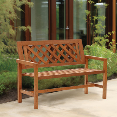 4Ft Grand Patio Farmhouse Outdoor Garden Bench, Wooden Patio Loveseat Park Bench for Front Porch by Red Barrel Studio