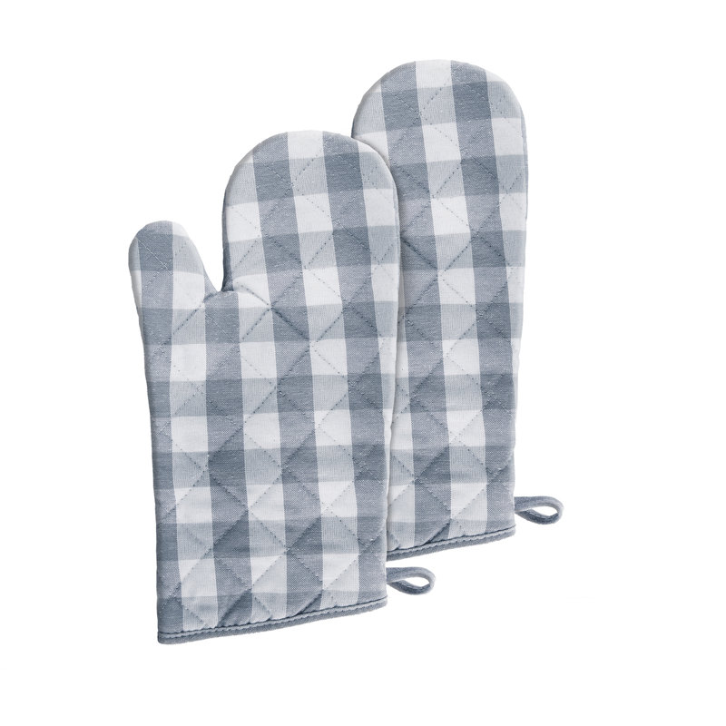 Woven Trends: accessoires de cuisine moderne Buffalo, gants de cuisine 7 po x 13 po, bourgogne, gris