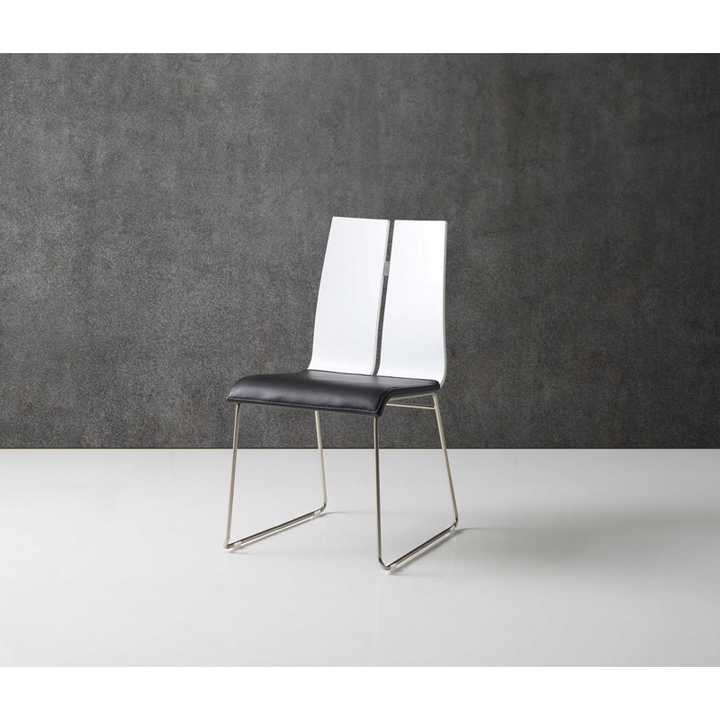 Ajus Upholstered Faux Leather Parsons Chairs, Black, White