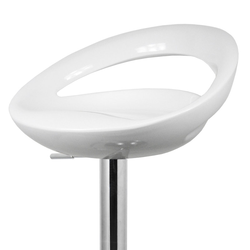 Basham Swivel Adjustable Height Counter Stool with Metal Frame, White