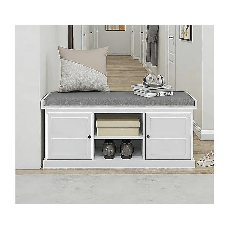 Entryway Bench Seat, Shoe Storage Bench with Cushioned Seat