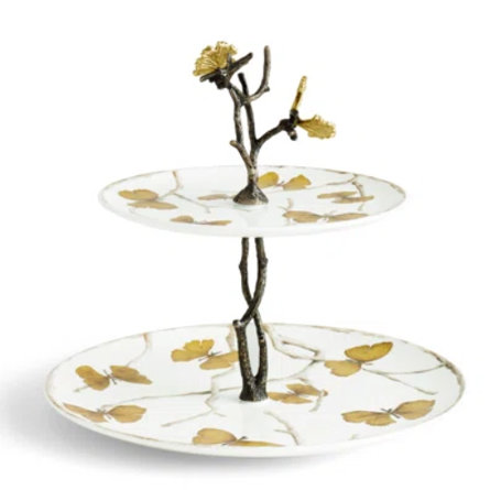 Michael Aram Butterfly Ginkgo 2-Tier Porcelain Etagere