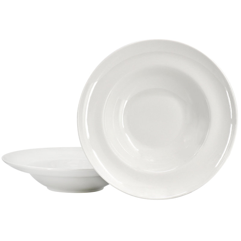 Ebern Designs Great Essentials 2 Piece Fine Ceramic 20oz Entree Bowl Set in White