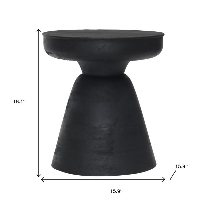 Table de bout ronde 18 po en bois massif noir