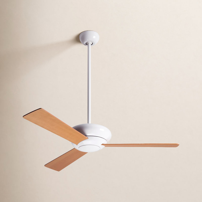 Altus Downrod Ceiling Fan, Gloss White, Fan Speed Control, Maple