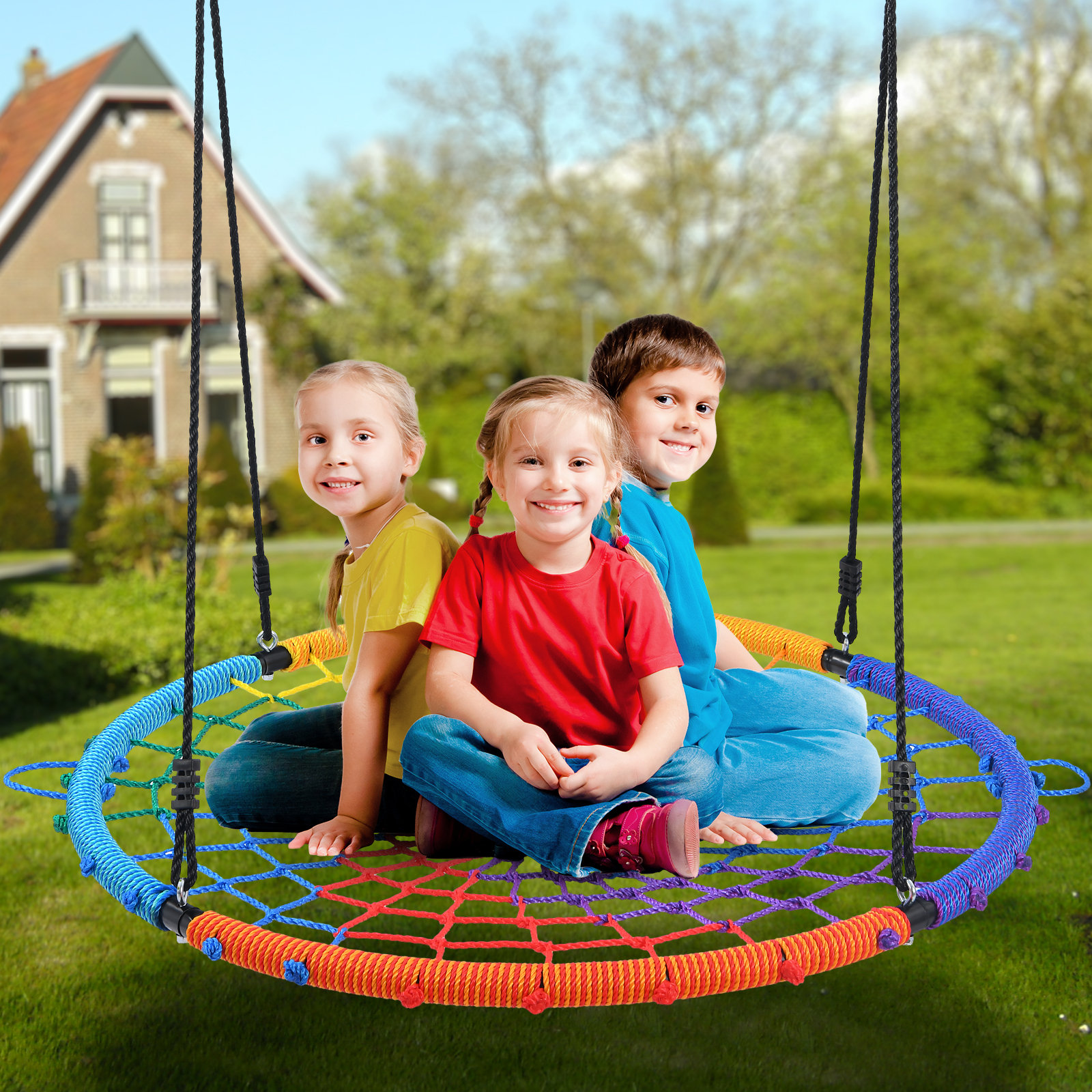 Klo Kick 45inch MetalVinyl Web/Saucer Swing with Chains and Hooks | Wayfair