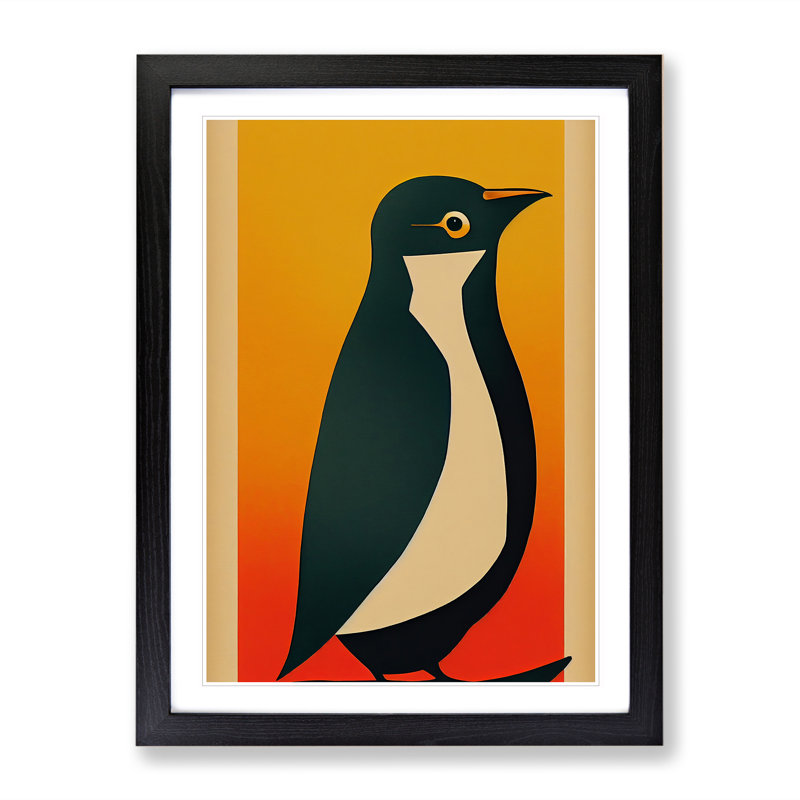 Penguin Abstract No.6 - Wall Art, Black Framed Paper, 66cm H x 48cm W, White