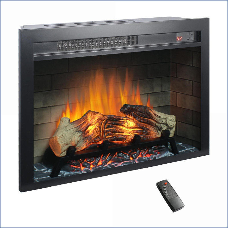 Foyer électrique encastrable, flammes multicolores 28 po | Verre trempé + tôle | Sans évent