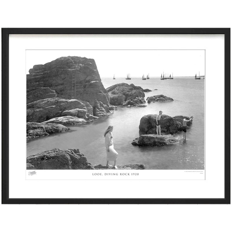 Looe, Diving Rock 1920 - Single Picture Frame Print, 45cm H x 60cm W x 2.3cm D
