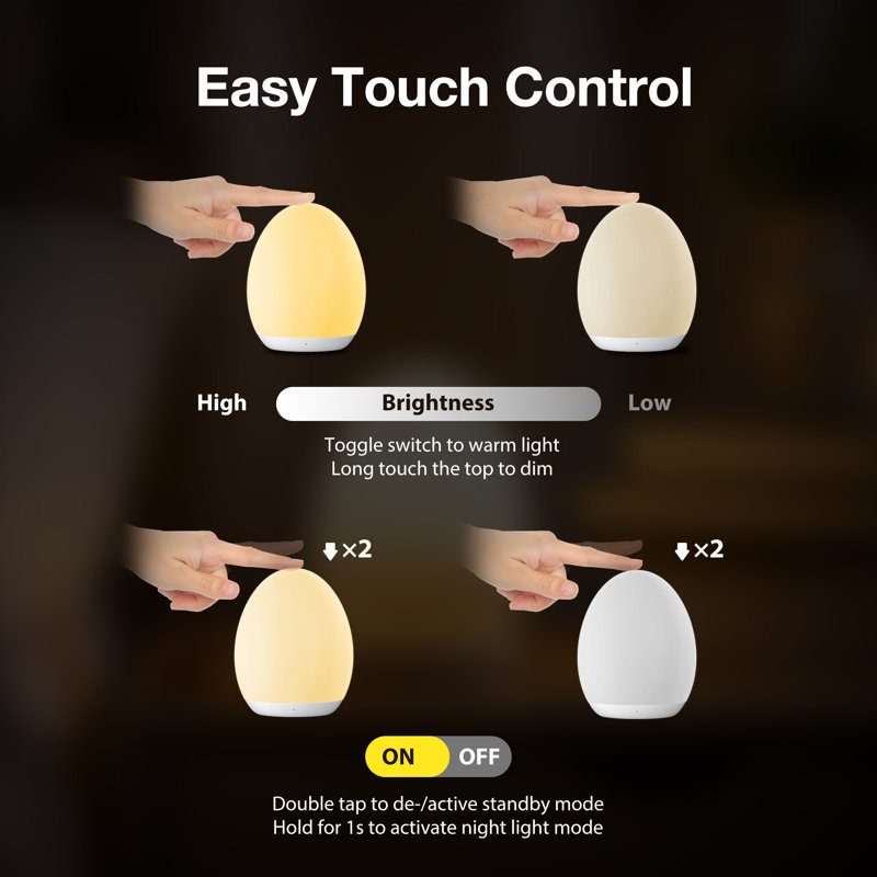  Night Light for Kids, Baby Night Light with 7 Colors Changing & Dimming Function, Rechargeable Night Light with 1 Hour Timer & Touch Control, Up to 100H