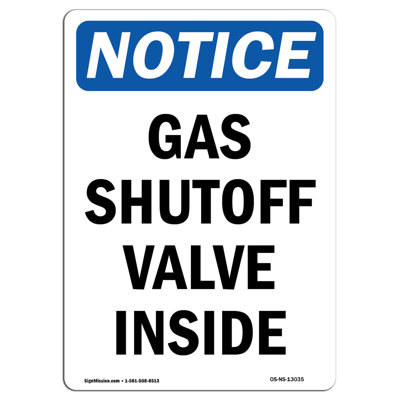 Gas Shutoff Valve Inside Sign