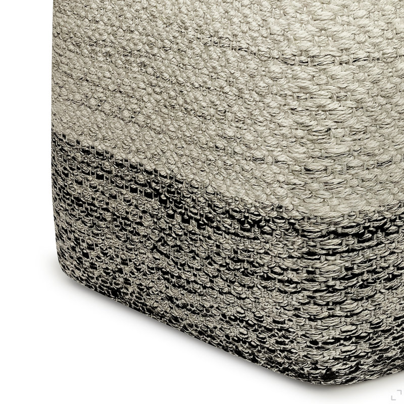 Pouf carré de 18 pouces de largeur en polyester PET gris et blanc