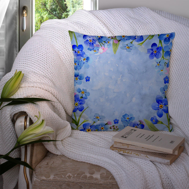 Coussin intérieur/extérieur floral myosotis, 14 po x 14 po
