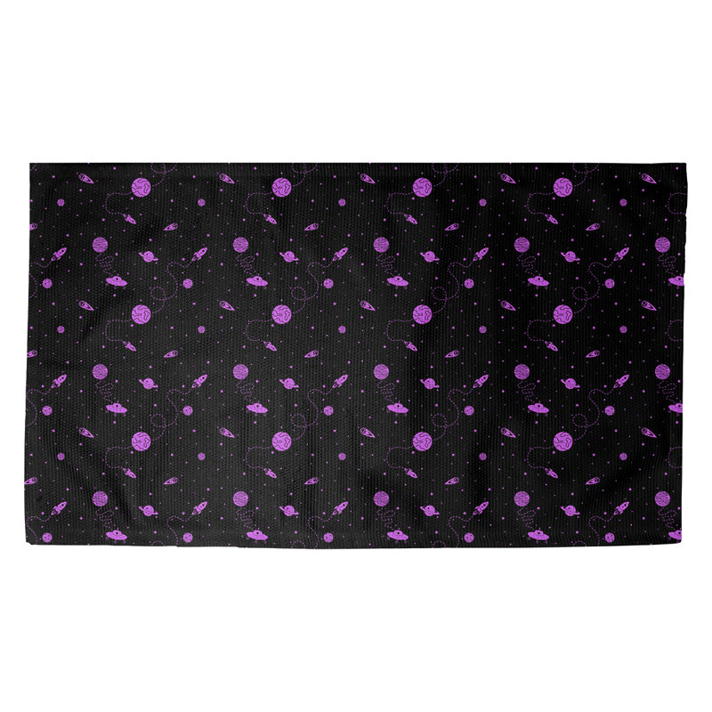 Tapis d’intérieur extérieur espace extérieur Avicia, L 62,5 po x L 86 po, Noir/mauve