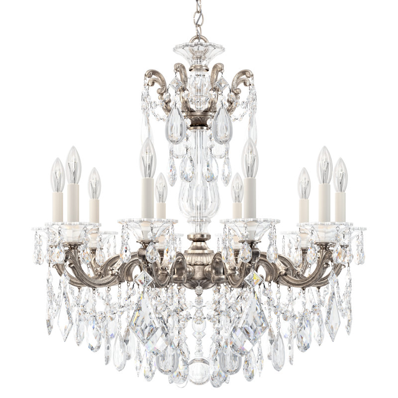 La Scala 10 - Light Crystal Chandelier, Antique Silver, Handcut Clear