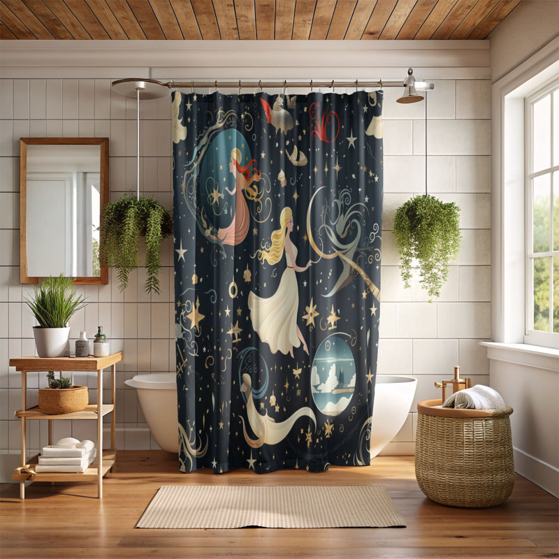 Rideau de douche à motif abstrait IMMO, H 74 po x l 71 po