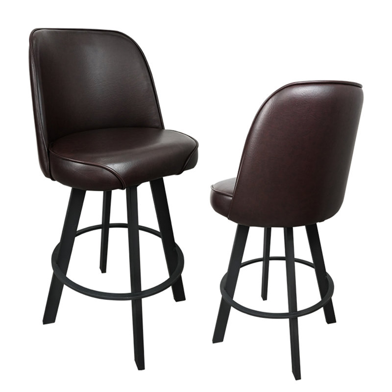 Ensemble de 2 tabourets de bar pivotants rembourrés de qualité commerciale et très confortables avec structure en métal. Convient aux sièges de comptoir de restaurant, de café et de cuisine. Assemblage requis