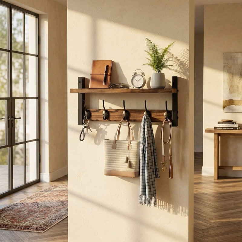 Solid Wood 5 - Hook Coat Rack