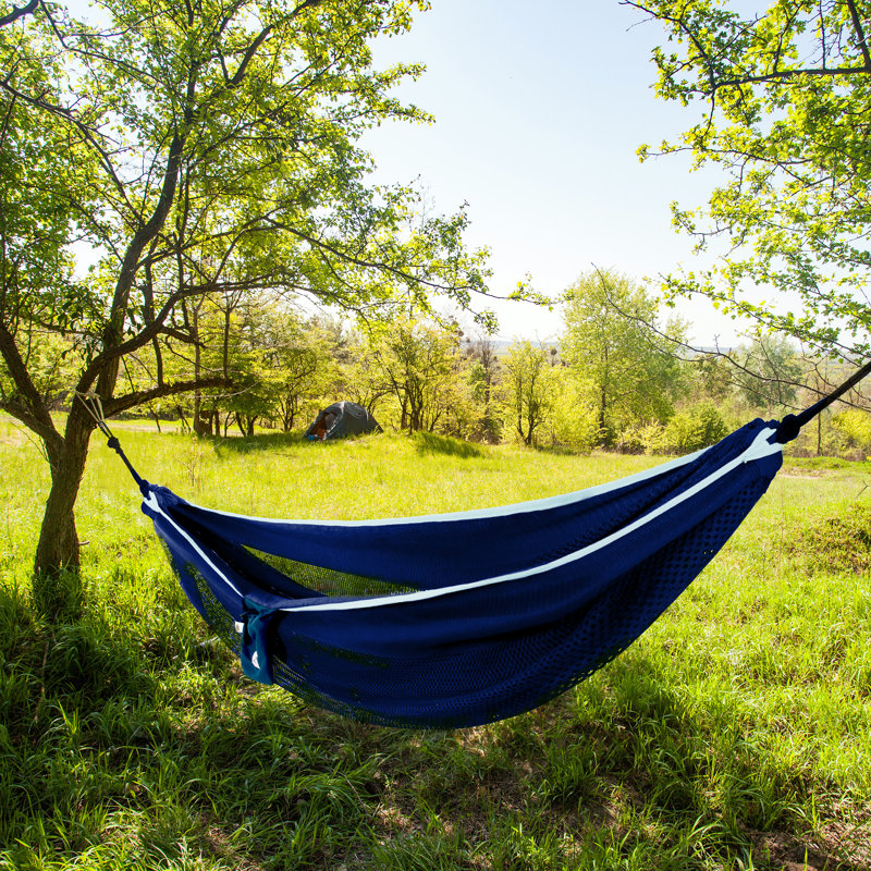 Jaheim Double Hammock, Dark Blue/White