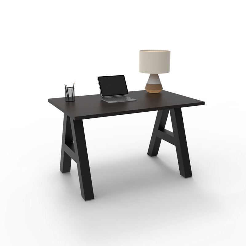 Serenity Modern A-Frame Executive Writing Office Desk, with Cushion Top Mobile Storage, 48x24, Espresso Top, Espresso