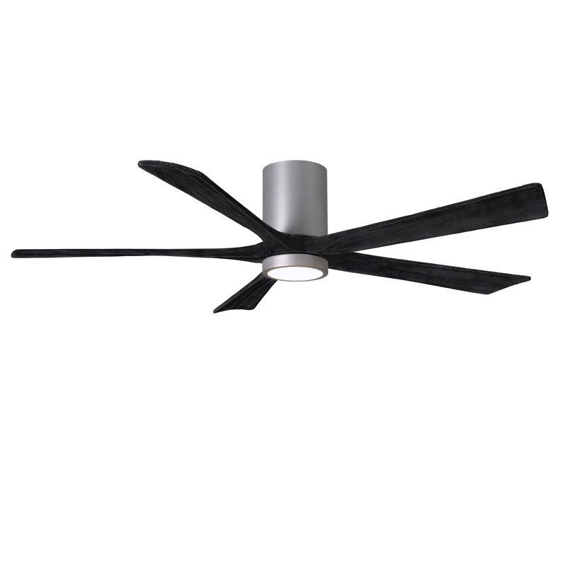 Irene Flushmount Light Kit 5 Blade LED Ceiling Fan, Brushed Nickel, Matte Black, 60"