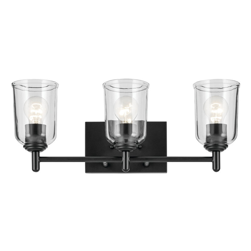 21" 3-Light Vanity Light with Clear Glass, Satin Black
