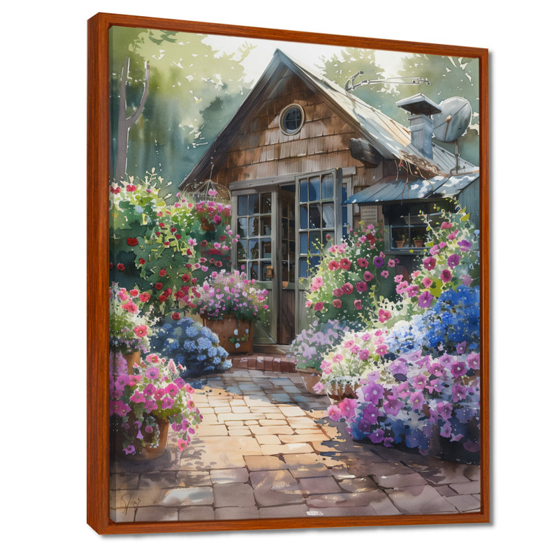 «Greenhouse» - Art mural, Cadre flottant brun, bois massif, H 34 po x l 44 po