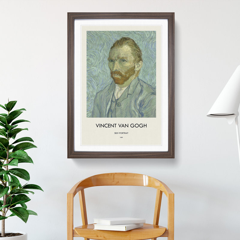 Self Portrait Vol.7 by Vincent Van Gogh - Picture Frame Painting, 36cm H x 27cm W x 2cm D, Walnut