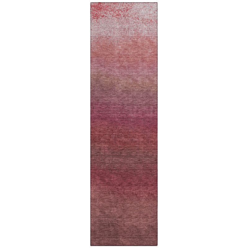 Machine Washable Indoor/Outdoor Xhevrie Red Rug, Runner 2'3" x 7'6"