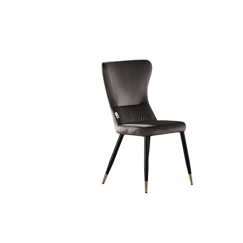 Guerra Velvet Dining Chairs - Ergonomic Curved Back with Metal Legs, 1