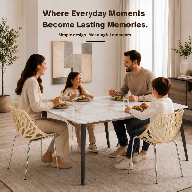Hadda Stackable Dining Chair with Floral Cutout Back and Stainless Steel Legs – Modern Metal Side Chair for Kitchen, Dining Room, or Restaurant
