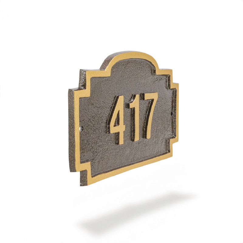 Plaque d'adresse murale 1 ligne Chesterfield, Oui, Bleu de mer / Argent