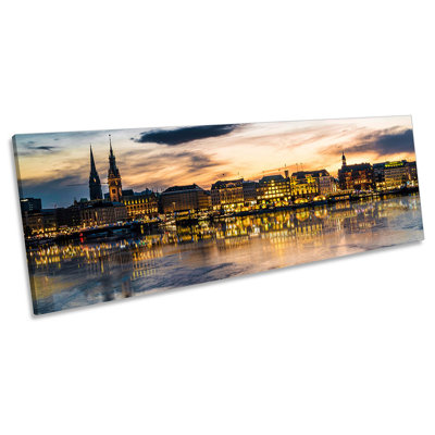 Hamburg Skyline City - Wrapped Canvas Panoramic Print