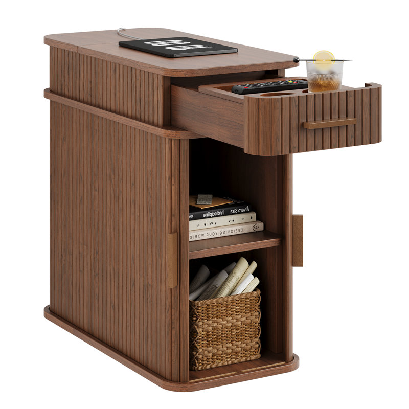 Table de bout avec station de charge, Noyer