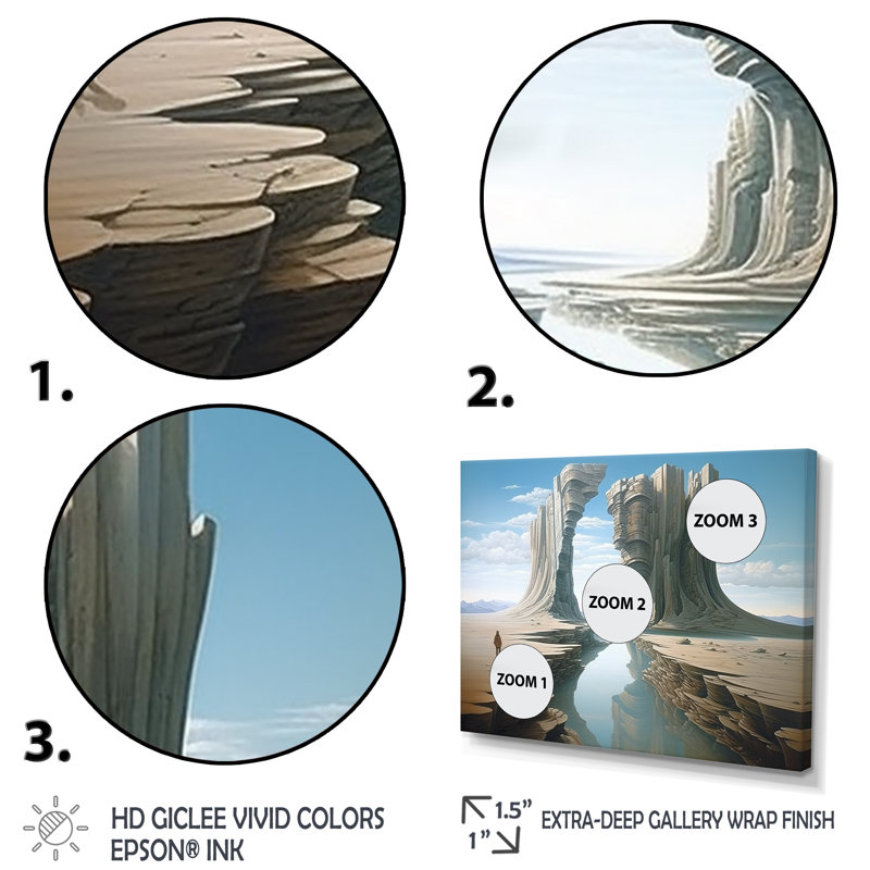 «Mind-Blowing», art mural surréalisme, Cadre d'angle fermé doré, H 30 po x l 40 po x P 1,5 po
