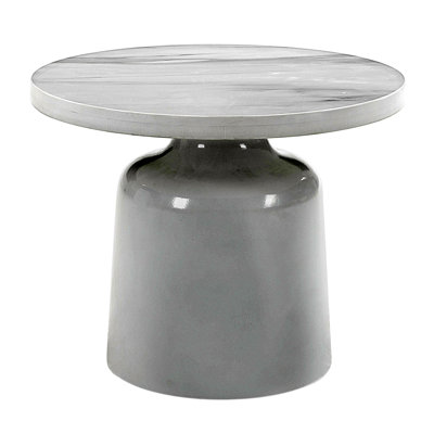 Zaid Engineering Marble & White High Gloss Finish End Table