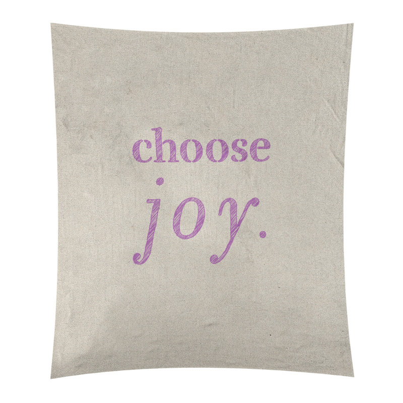 Tapisserie de polyester, choisir la joie citation, H 80 po x l 68 po, Blanc / violet