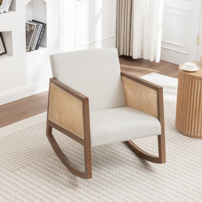 Chinnor Rocking Armchair With Rattan Armrests by Bay Isle Home