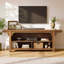 Meuble télé 63 po en bois massif pour téléviseur de 70 po ou moins avec 3 espaces de rangement ouverts
