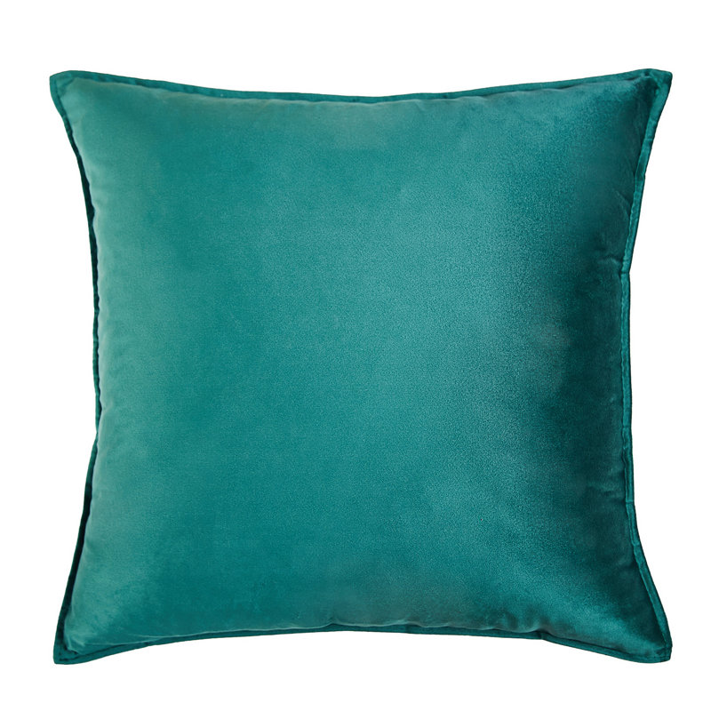 Housse et insert de coussin carré en velours , Sarcelle, H 18 po x l 18 po