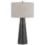 Lampe de table Tiy 30 pouces, abat-jour tambour blanc rigide, base en fer gris cône