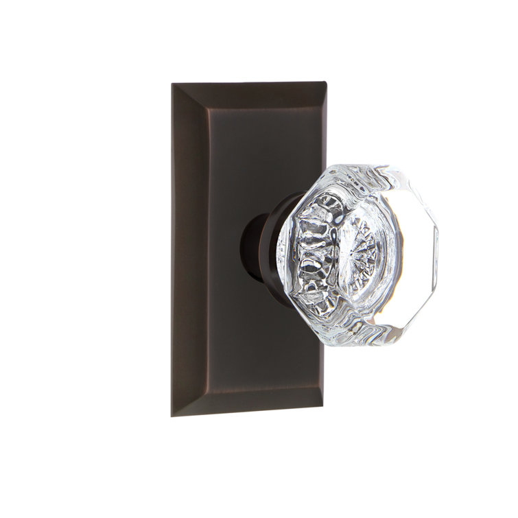 Clear Crystal Waldorf Single Dummy Door Knob with Studio Plate