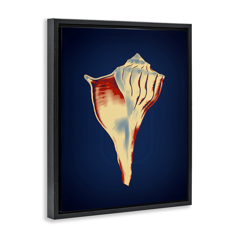  Lightning Whelk on Blue Framed Floater Canvas Wall Art by Graffi*tee Studios, 31" H x 25" W, Jet Black Floater Frame