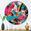 Horloge murale abstraite rose et turquoise Enigma II-93381750